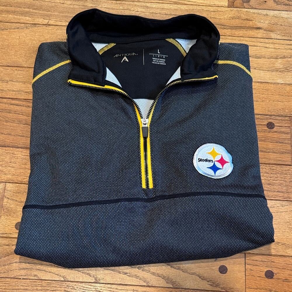 Antigua Black and Yellow Steelers Quarter-Zip Pullover